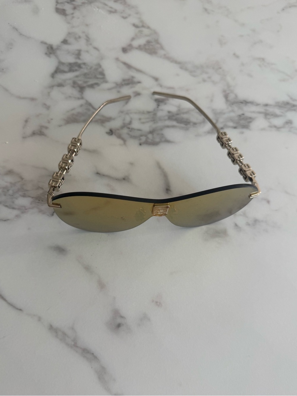 Givenchy 4G Gold Mirrored Shield Sunglasses Rimless Mask Italy - Picture 4 of 7